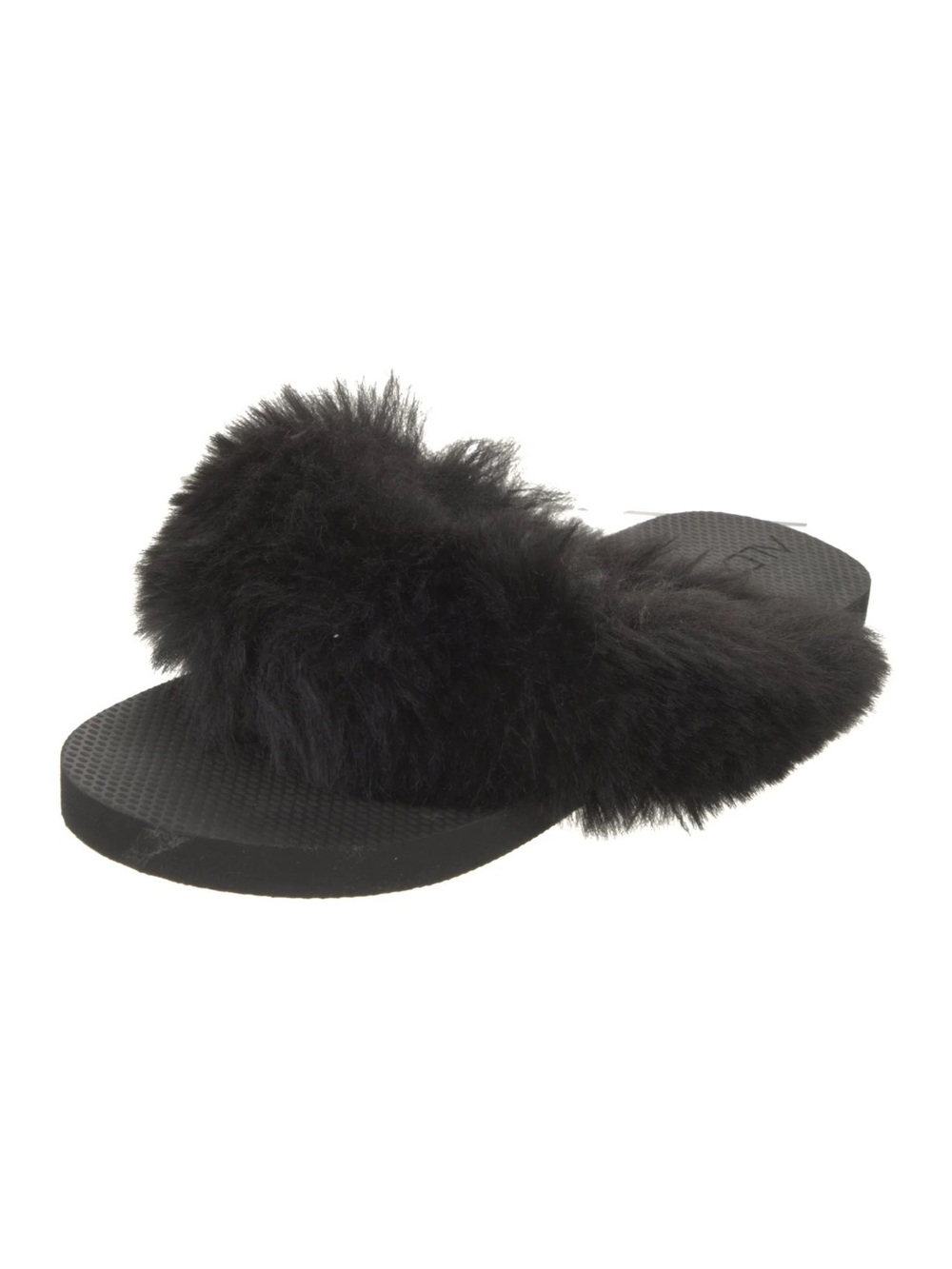 Alexis Black Faux Fur Sandals